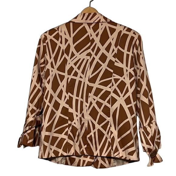 Woman's Blazer Jacket Size 14 Metrostyle Brown Tan Button Front Faux Pockets - Picture 5 of 9